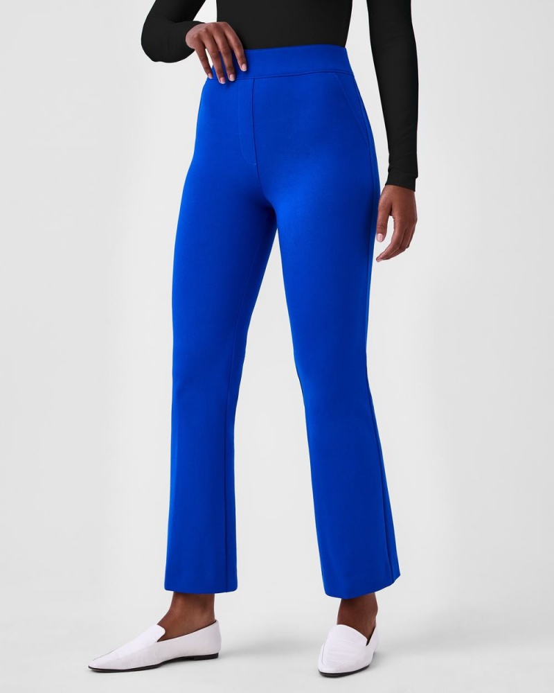 Spanx The Perfect Pant, Kick Flare in Orange Pop Plaid Jacquard Pants Blue | 84609-QDZA