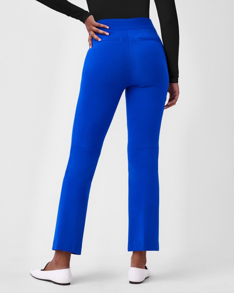 Spanx The Perfect Pant, Kick Flare in Orange Pop Plaid Jacquard Pants Blue | 84609-QDZA