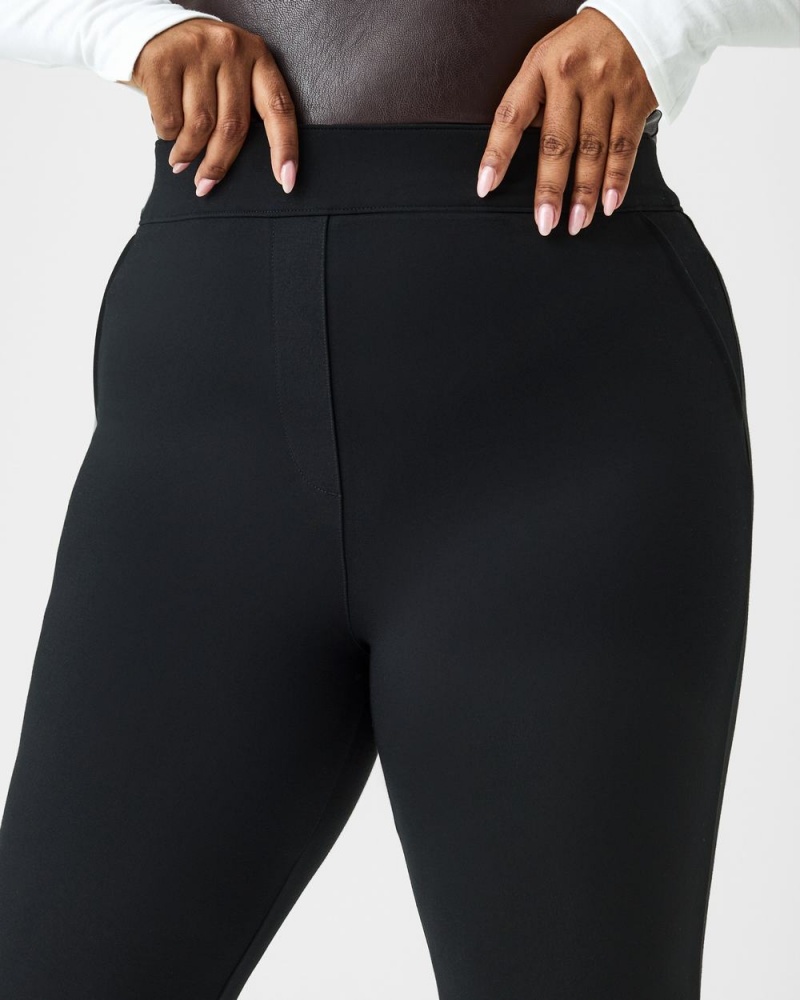 Spanx The Perfect Pant, Kick Flare in Orange Pop Plaid Jacquard Pants Black | 03821-ZKWO