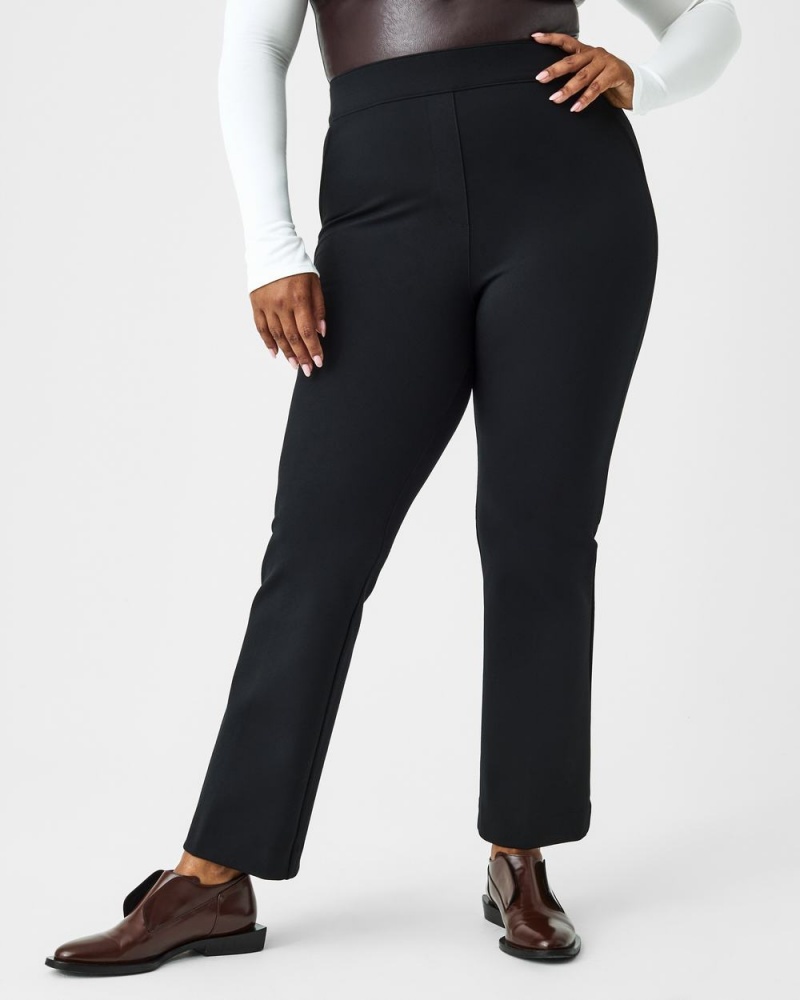 Spanx The Perfect Pant, Kick Flare in Orange Pop Plaid Jacquard Pants Black | 03821-ZKWO