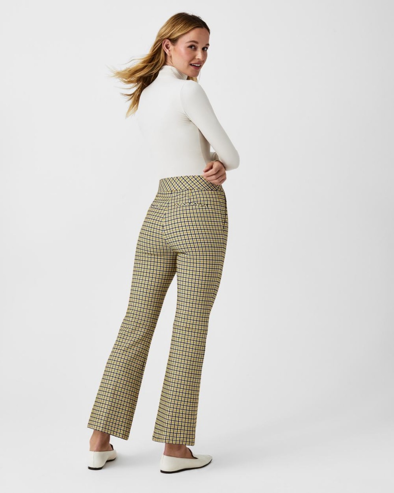 Spanx The Perfect Pant, Kick Flare in Orange Pop Plaid Jacquard Pants Dijon Houndstooth | 18926-PYZG