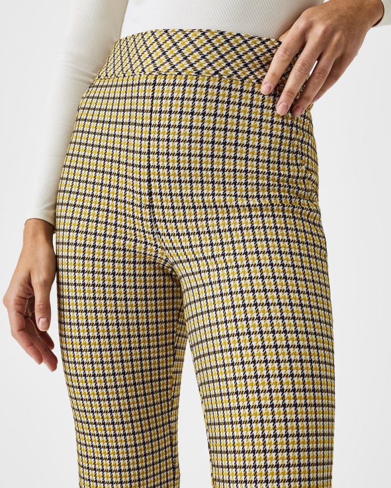 Spanx The Perfect Pant, Kick Flare in Orange Pop Plaid Jacquard Pants Dijon Houndstooth | 18926-PYZG