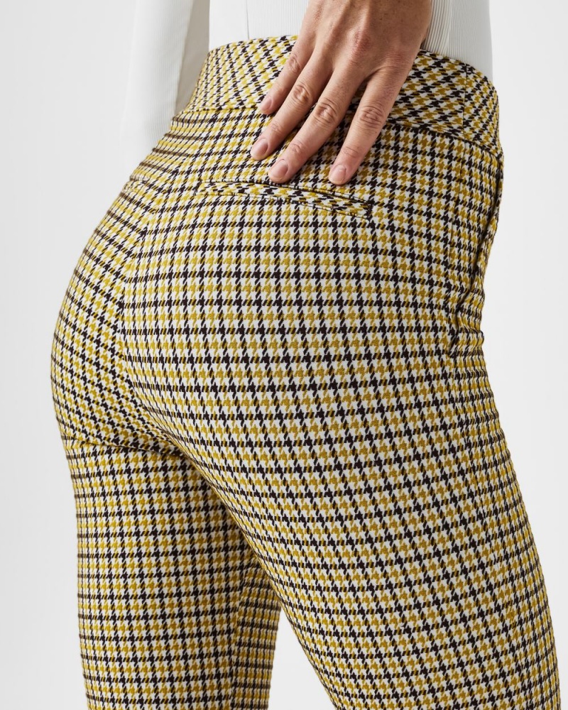 Spanx The Perfect Pant, Kick Flare in Orange Pop Plaid Jacquard Pants Dijon Houndstooth | 18926-PYZG