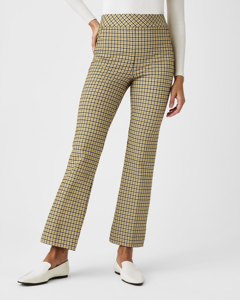 Spanx The Perfect Pant, Kick Flare in Orange Pop Plaid Jacquard Pants Dijon Houndstooth | 18926-PYZG