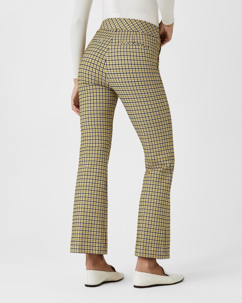 Spanx The Perfect Pant, Kick Flare in Orange Pop Plaid Jacquard Pants Dijon Houndstooth | 18926-PYZG