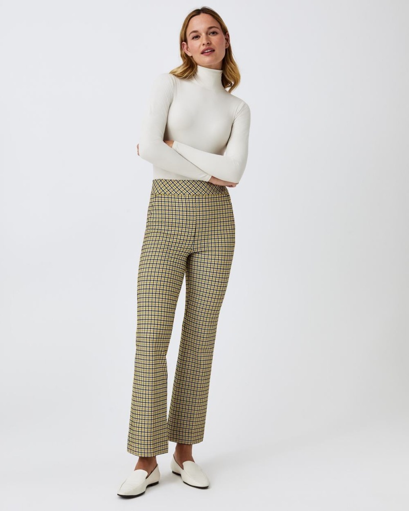 Spanx The Perfect Pant, Kick Flare in Orange Pop Plaid Jacquard Pants Dijon Houndstooth | 18926-PYZG