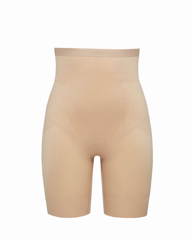 Spanx Thinstincts® 2.0 High-Waisted Mid-Thigh Shorts Beige | 39614-NAFH