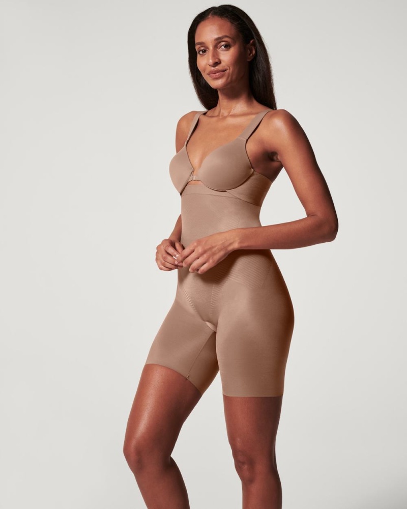 Spanx Thinstincts® 2.0 High-Waisted Mid-Thigh Shorts Cafe Au Lait | 51024-QDBN