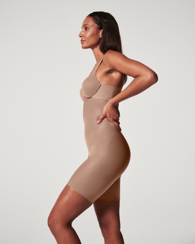 Spanx Thinstincts® 2.0 High-Waisted Mid-Thigh Shorts Cafe Au Lait | 51024-QDBN