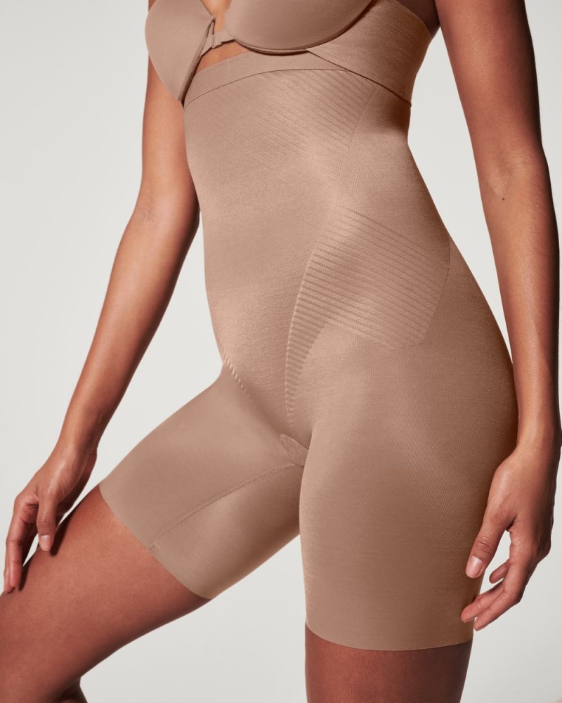 Spanx Thinstincts® 2.0 High-Waisted Mid-Thigh Shorts Cafe Au Lait | 51024-QDBN