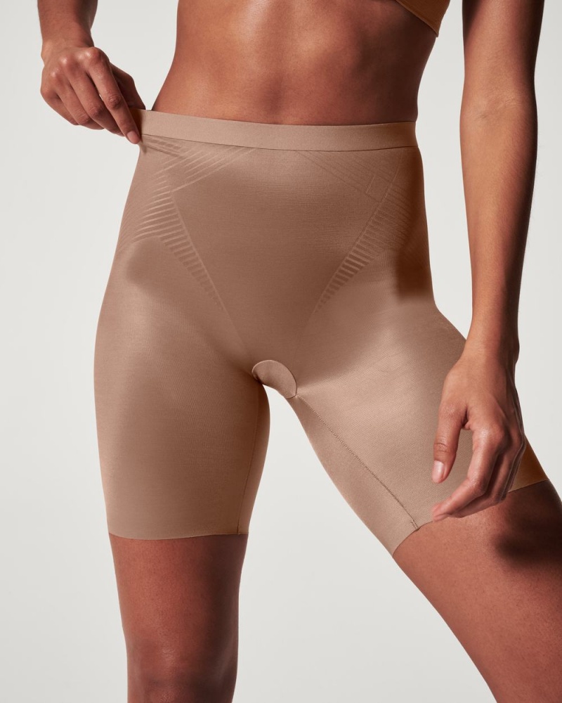 Spanx Thinstincts® 2.0 Mid-Thigh Shorts Cafe Au Lait | 42097-RJKT