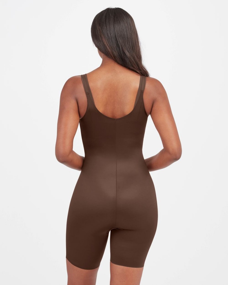 Spanx Thinstincts® 2.0 Open-Bust Mid-Thigh Bodysuits Brown | 40726-TQMZ