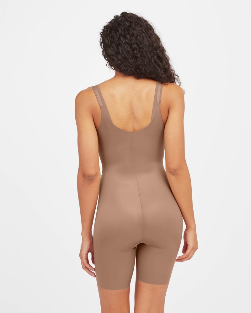 Spanx Thinstincts® 2.0 Open-Bust Mid-Thigh Bodysuits Cafe Au Lait | 17265-BEFC