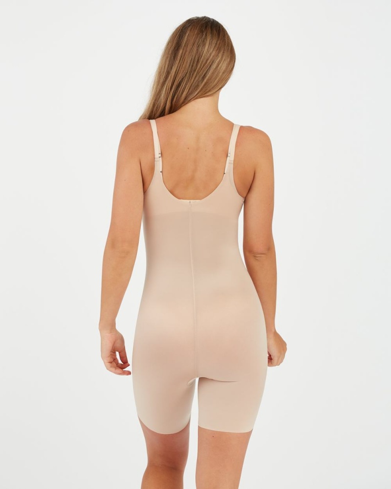 Spanx Thinstincts® 2.0 Open-Bust Mid-Thigh Bodysuits Beige | 92014-LZOV