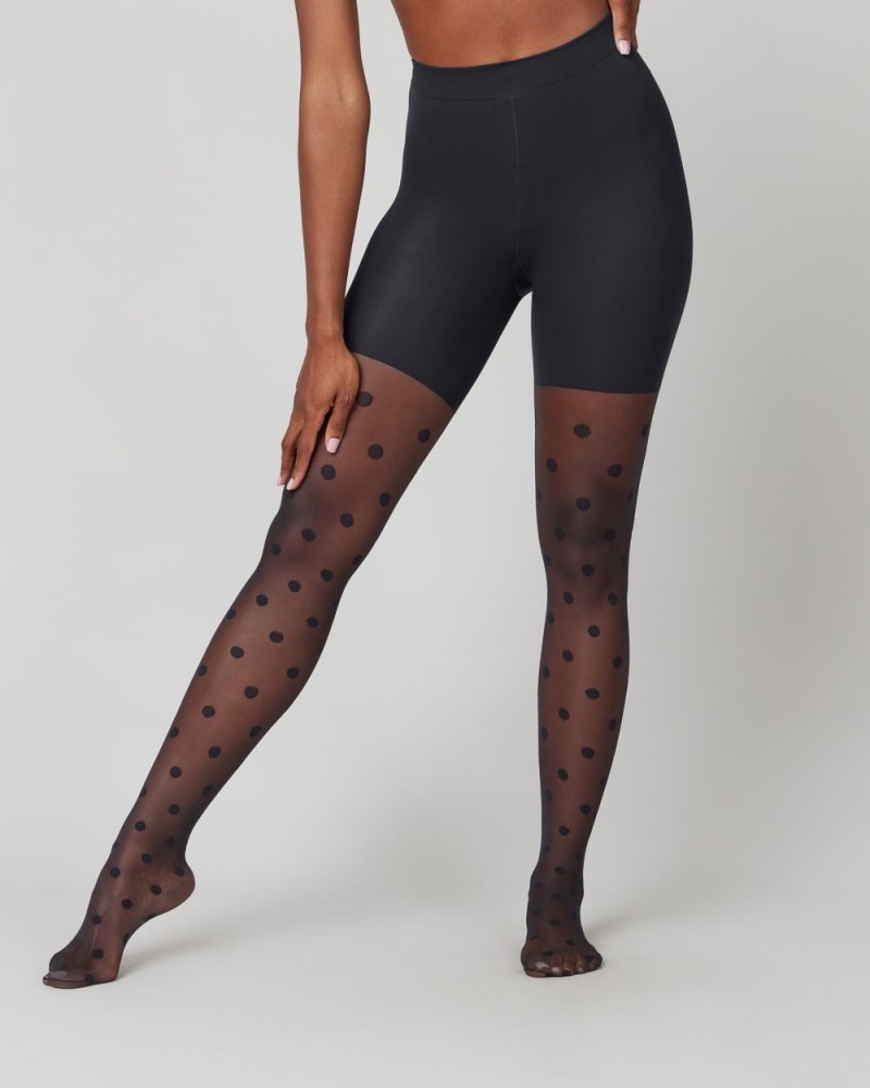 Spanx Tight-End Tights®, Sheer Polka Dot Stockings Black | 29538-VUZS