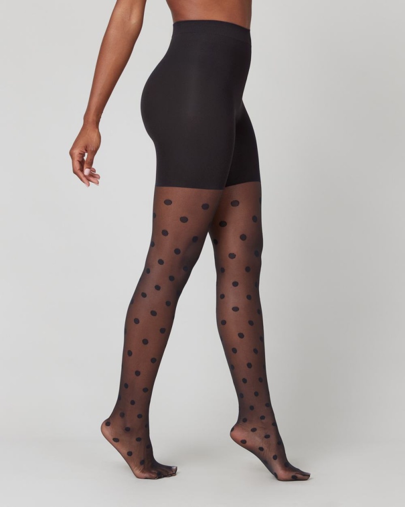 Spanx Tight-End Tights®, Sheer Polka Dot Stockings Black | 29538-VUZS