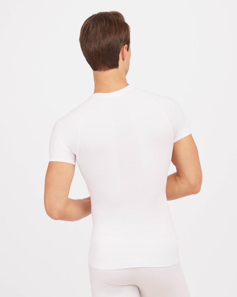 Spanx Ultra Sculpt Seamless Crew Neck Undershirts White | 35620-LCUG