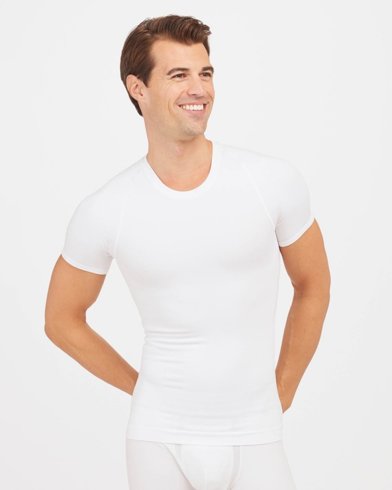 Spanx Ultra Sculpt Seamless Crew Neck Undershirts White | 35620-LCUG