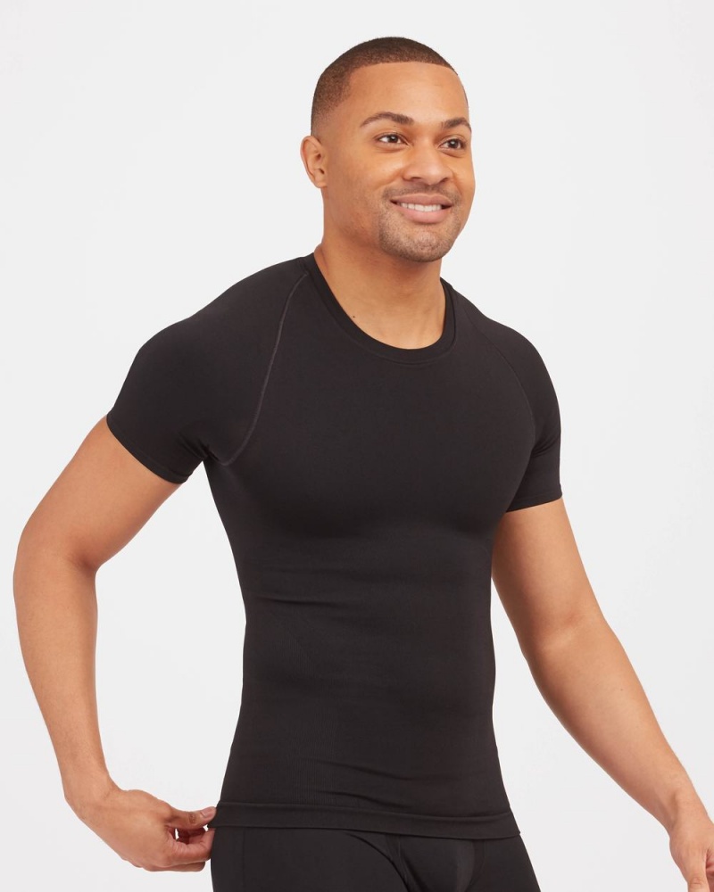 Spanx Ultra Sculpt Seamless Crew Neck Undershirts Black | 97860-GRHP