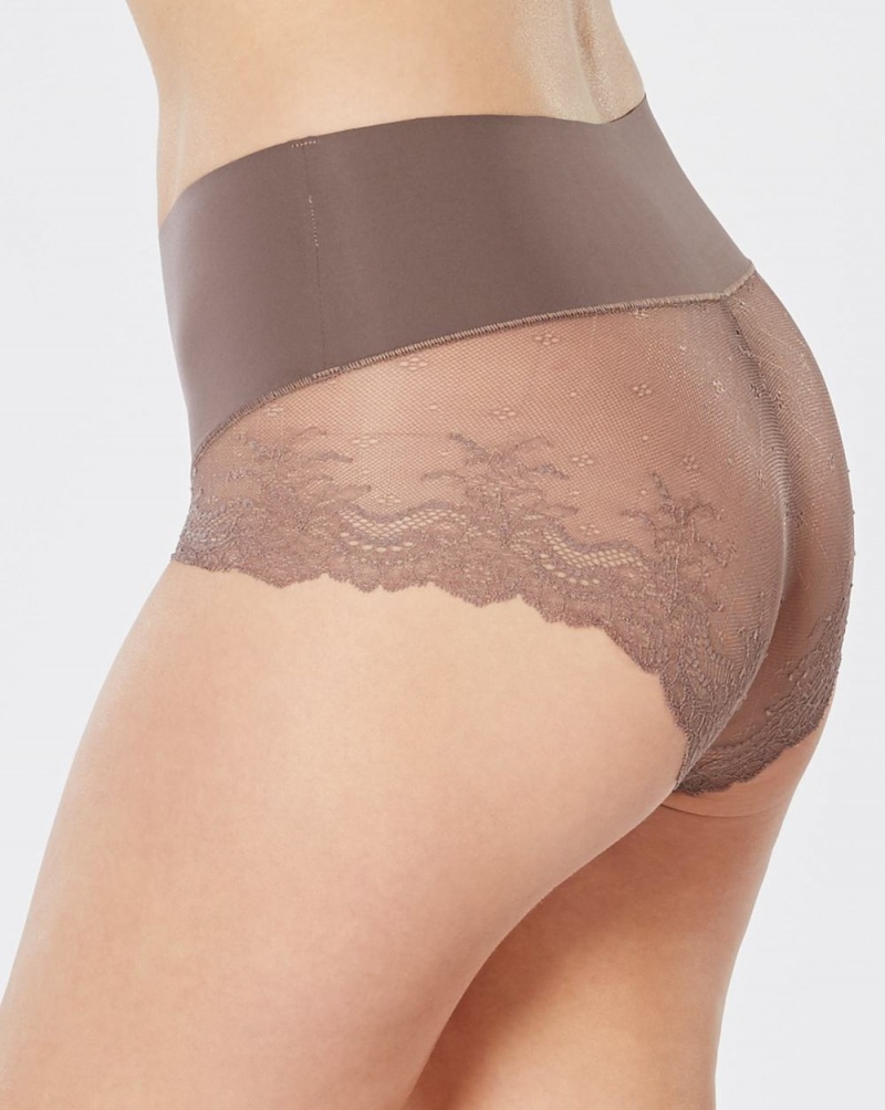 Spanx Undie-tectable® Lace Hi-Hipster Panties Brown Grey | 34758-FSHM