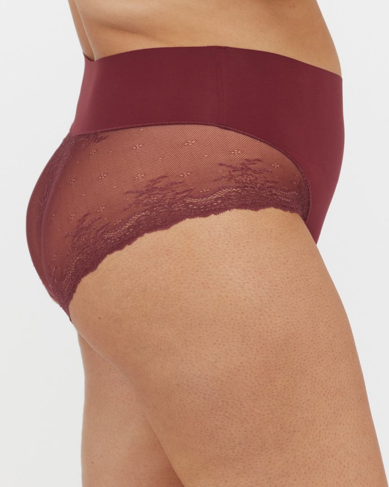 Spanx Undie-tectable® Lace Hi-Hipster Panties Burgundy | 28930-LNYI