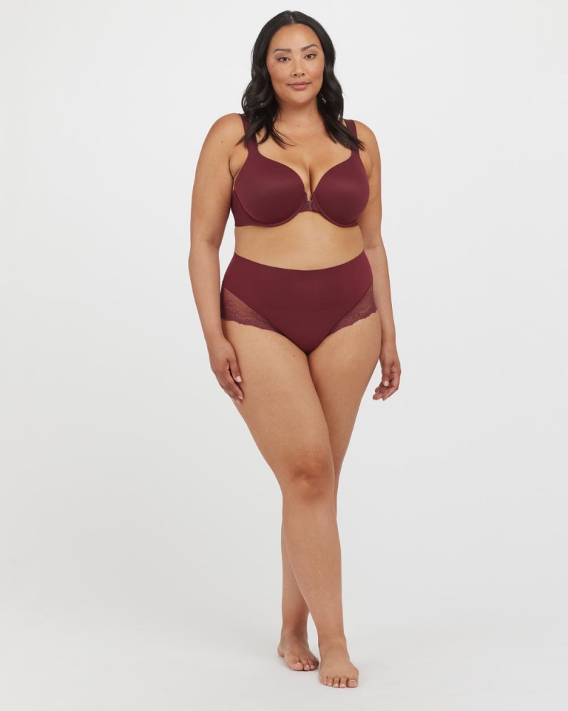 Spanx Undie-tectable® Lace Hi-Hipster Panties Burgundy | 28930-LNYI