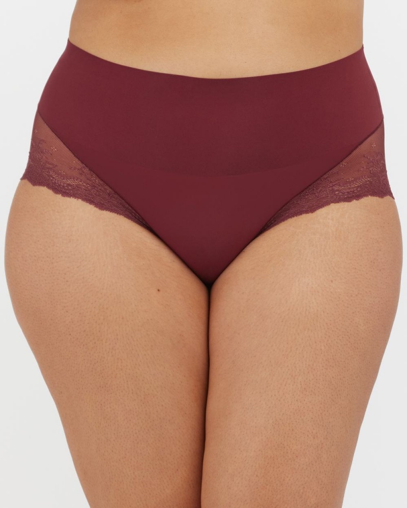 Spanx Undie-tectable® Lace Hi-Hipster Panties Burgundy | 28930-LNYI