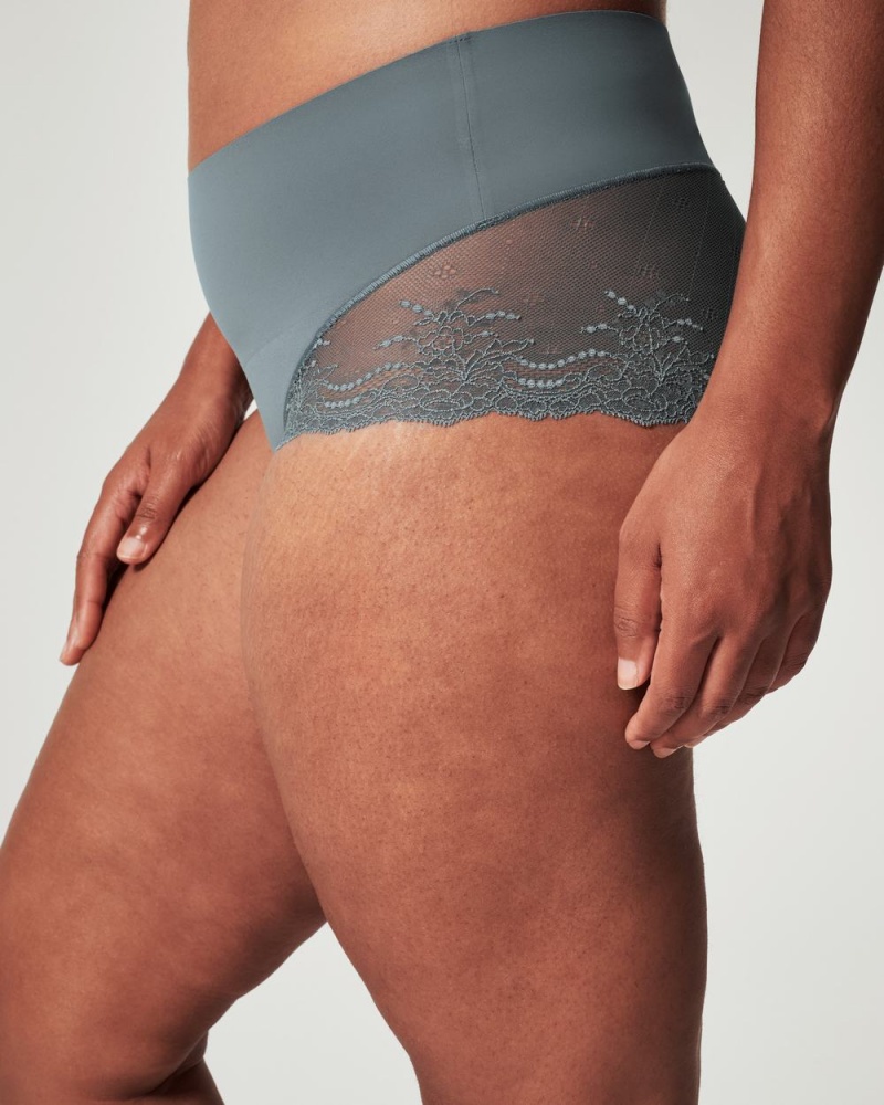 Spanx Undie-tectable® Lace Hi-Hipster Panties Blue Grey | 92675-OZKF