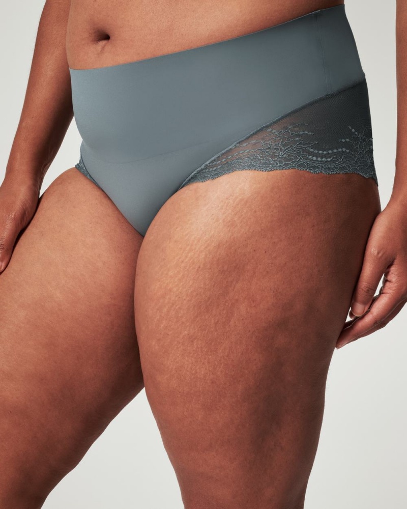 Spanx Undie-tectable® Lace Hi-Hipster Panties Blue Grey | 92675-OZKF