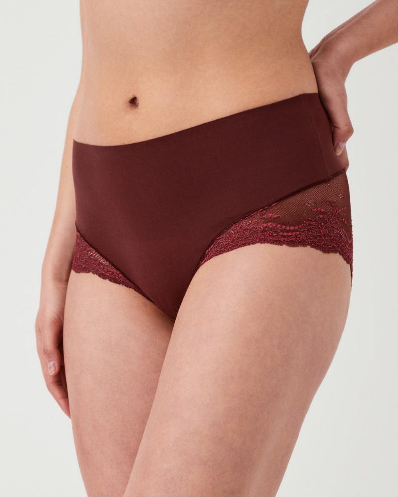 Spanx Undie-tectable® Lace Hi-Hipster Panties Brown / Rose | 47136-VZMY