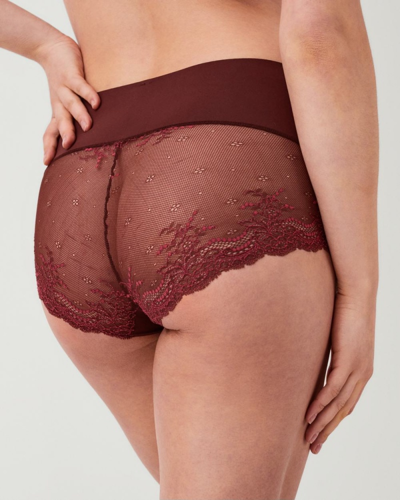 Spanx Undie-tectable® Lace Hi-Hipster Panties Brown / Rose | 47136-VZMY