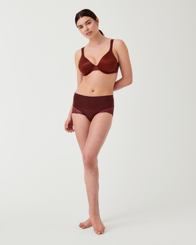 Spanx Undie-tectable® Lace Hi-Hipster Panties Brown / Rose | 47136-VZMY