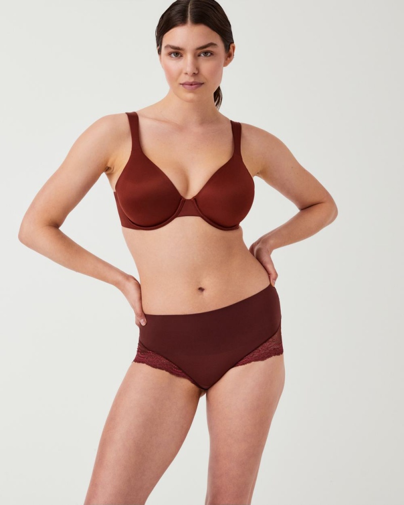 Spanx Undie-tectable® Lace Hi-Hipster Panties Brown / Rose | 47136-VZMY