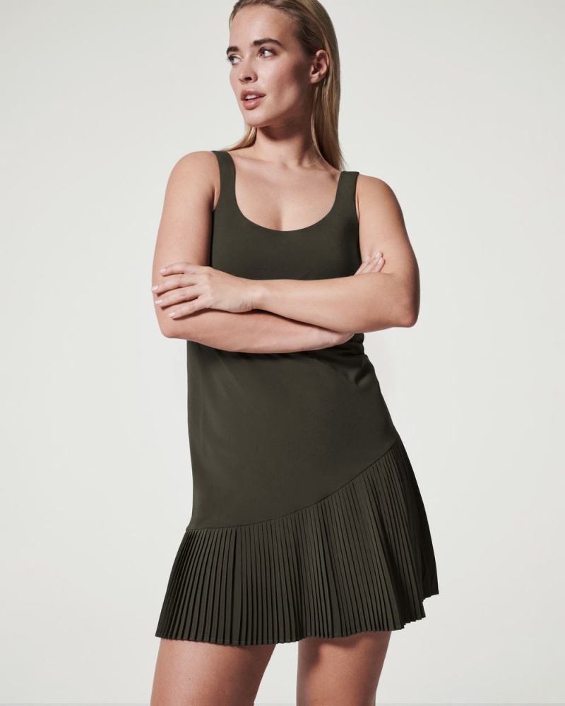 Spanx Yes, Pleats! Dresses Deep Green Grey | 70268-MQBV