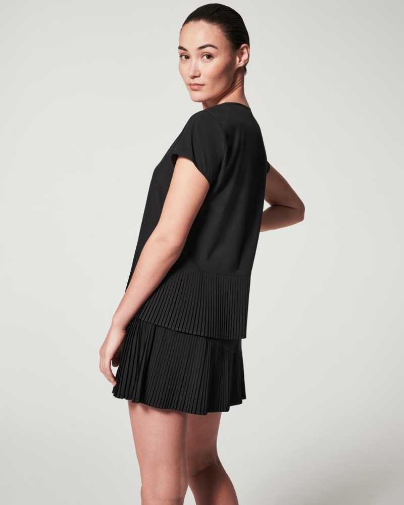 Spanx Yes, Pleats! T-Shirts Black | 89476-XQVD