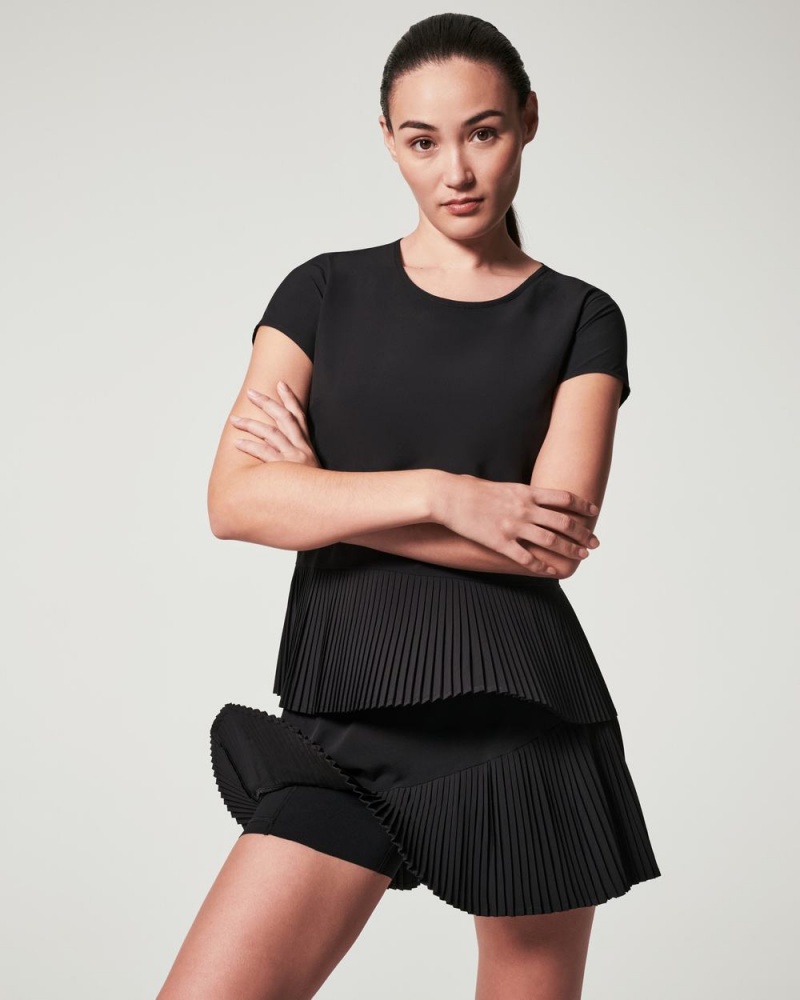 Spanx Yes, Pleats! T-Shirts Black | 89476-XQVD