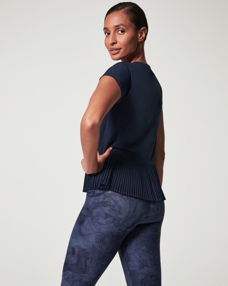 Spanx Yes, Pleats! T-Shirts Navy | 79018-JOMU