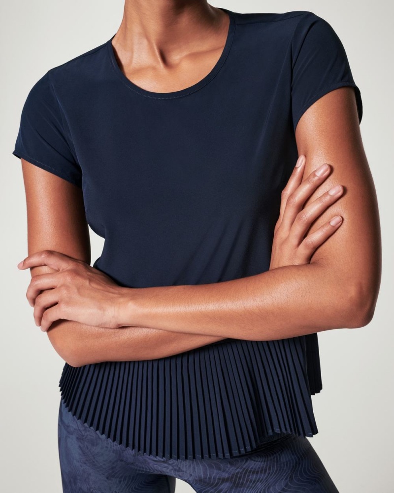 Spanx Yes, Pleats! T-Shirts Navy | 79018-JOMU