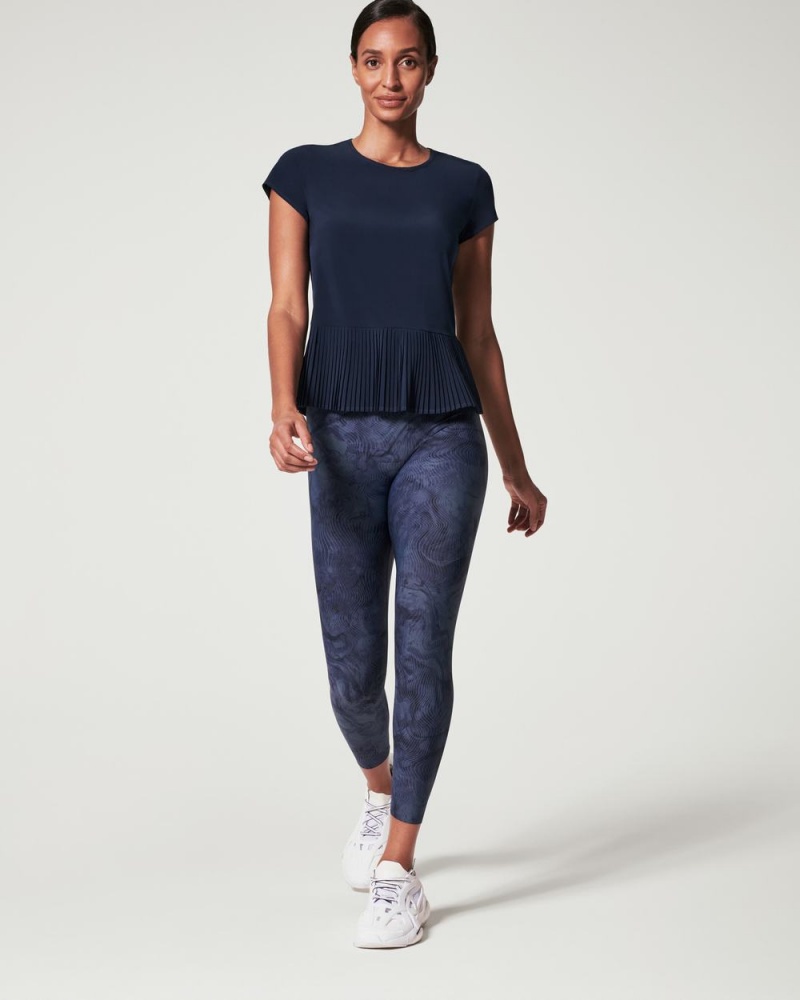 Spanx Yes, Pleats! T-Shirts Navy | 79018-JOMU