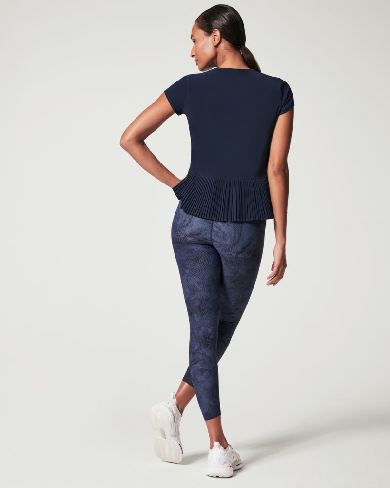 Spanx Yes, Pleats! T-Shirts Navy | 79018-JOMU