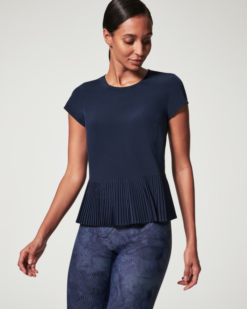 Spanx Yes, Pleats! T-Shirts Navy | 79018-JOMU