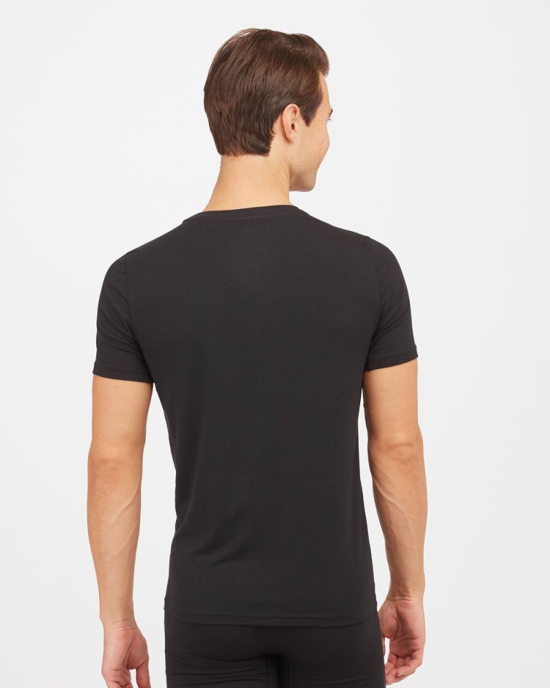 Spanx Zero Sculpt Cotton Modal Crew Neck Undershirts Black | 24035-PVTW