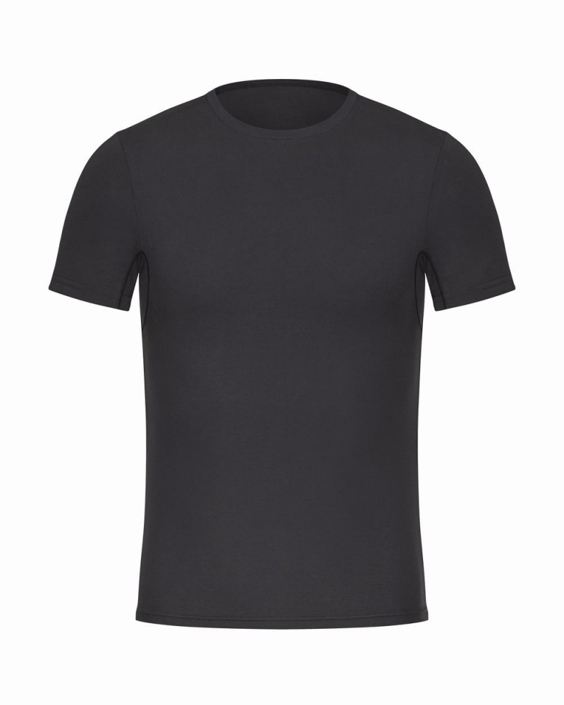 Spanx Zero Sculpt Cotton Modal Crew Neck Undershirts Black | 24035-PVTW